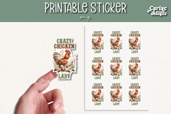 Funny Chicken Printable Sticker Sheet PNG Product Image 1