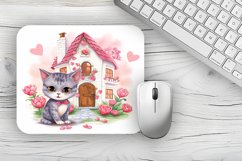 valentine Cat Mousepad Sublimation Design, Animal Mousepad Product Image 1