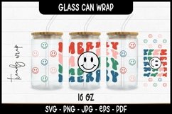 Retro Christmas Glass Wrap Svg,16oz Libbey Full Wrap Svg Product Image 1