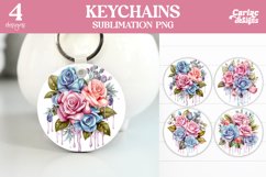 Flowers Keyring Sublimation, Round Keyring Design Product Image 1