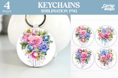 Flowers Keyring Sublimation, Round Keyring Design Product Image 1