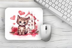valentine Cat Mousepad Sublimation Design, Animal Mousepad Product Image 1
