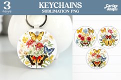 Butterflies Keyring Sublimation, Round Keyring Design Product Image 1