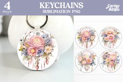 Flowers Keyring Sublimation, Round Keyring Design Product Image 1