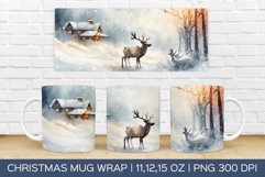 Christmas Deer Mug Wrap | Christmas Sublimation Design Product Image 1