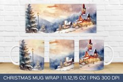 Christmas Watercolor Mug Wrap | Christmas Sublimation Design Product Image 1