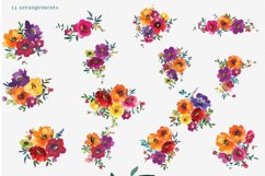 Watercolor Bold Colors Flowers Clipart Collection Product Image 6