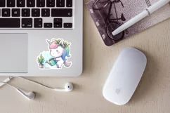 Unicorn with plants printable stickers. PNG, JPG. Product Image 3