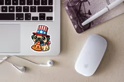 USA Patriotic pug printable stickers. Cricut PNG. Product Image 3