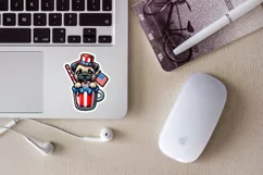 USA Patriotic pug printable stickers. Cricut PNG. Product Image 3