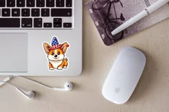 Patriotic corgi dog printable stickers. Cricut PNG. Product Image 3