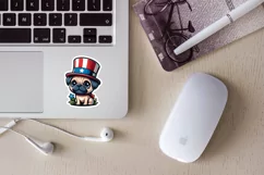 USA Patriotic pug printable stickers. Cricut PNG. Product Image 3