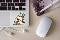 Happy dino celebrate birthday cricut stickers. PNG, JPG. Product Image 3