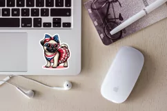 USA Patriotic pug printable stickers. Cricut PNG. Product Image 3