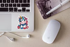 Patriotic unicorn printable stickers. Cricut PNG. Product Image 3