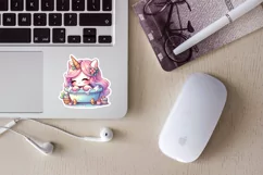 Unicorn taking bath printable stickers. PNG, JPG. Product Image 3