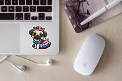 USA Patriotic pug printable stickers. Cricut PNG. Product Image 3