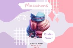 Watercolor Macarons | Blueberry Strawberry Macarons PNG Product Image 5