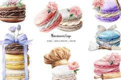 Watercolor macaroons logo clipart French macaron bakery logo Product Image 1