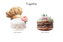 Watercolor macaroons logo clipart French macaron bakery logo Product Image 2