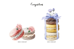 Watercolor macaroons logo clipart French macaron bakery logo Product Image 3
