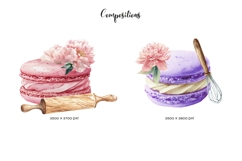 Watercolor macaroons logo clipart French macaron bakery logo Product Image 4