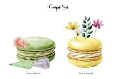 Watercolor macaroons logo clipart French macaron bakery logo Product Image 6