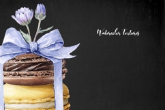 Watercolor macaroons logo clipart French macaron bakery logo Product Image 7
