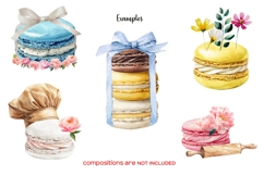 Watercolor colorful French macaroons clipart French desserts Product Image 6