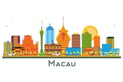 Macau China City Skyline with Color Buildings isolated. Product Image 1