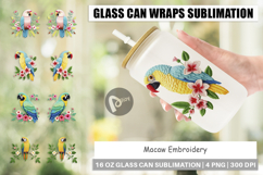 Glass Can Macaw Embroidery Product Image 1