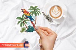 Macaw parrot with palm trees Sticker Product Image 1