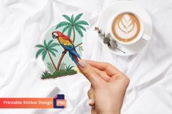 Macaw parrot with palm trees Sticker Product Image 1
