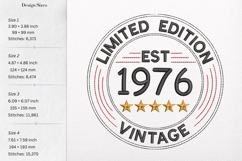 Born in 1976 Embroidery Design - Limited Edition Pattern Product Image 2