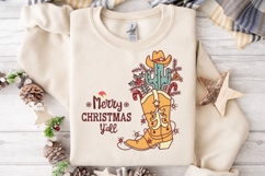 Merry Christmas Y&#039;all Cowboy SVG PNG Western Christmas Boot Product Image 2