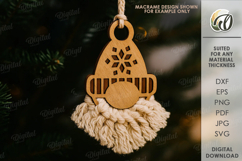 Macrame Christmas Ornament Lasercut.Christmas Tree Decor SVG Product Image 1