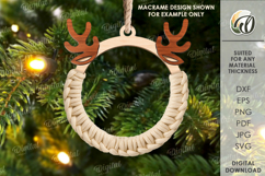 Macrame Christmas Tree Ornament Laser Cut. Christmas SVG Product Image 1
