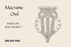 Macrame Owl PNG Clipart with Pencil Sketch Effect Product Image 1