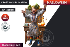 Cute Mad scientist Halloween Clipart, kids Halloween PNG Product Image 1