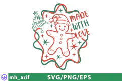 Christmas Made with Love Hand-Drawn SVG PNG T-shirt Design Product Image 1