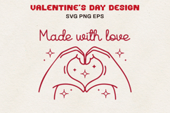 Made with Love Hands Valentine Line Art SVG PNG EPS Product Image 1