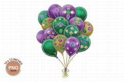 Mardi Gras Balloon Clipart Glitter Beads T-Shirt Design PNG Product Image 2
