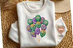 Mardi Gras Balloon Clipart Glitter Beads T-Shirt Design PNG Product Image 1