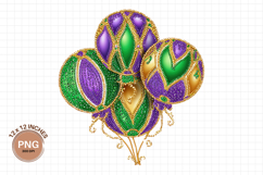 Mardi Gras Balloon Clipart Glitter Beads T-Shirt Design PNG Product Image 2