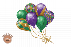 Mardi Gras Balloon Clipart Glitter Beads T-Shirt Design PNG Product Image 2
