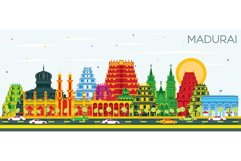 Madurai India City Skyline with Color Buildings Product Image 1