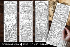 Magic books coloring bookmark, Mushrooms and books bookmarks Product Image 1