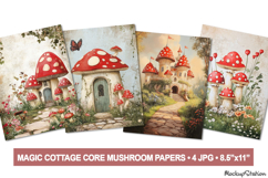 Vintage Mushroom Junk Journal Pages, Cottage Core Watercolor Product Image 1