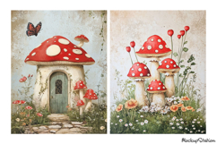 Vintage Mushroom Junk Journal Pages, Cottage Core Watercolor Product Image 2