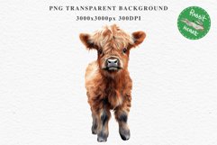 Magic Cute Baby Highland Cow in Dress Hat Watercolor Clipart PNG Transparent Print for invitation t-shirt designs sublimation kids printable digital watercolor baby cow in dress png, highland cow clipart, jumping cow in hat jpeg sublimation clip art
